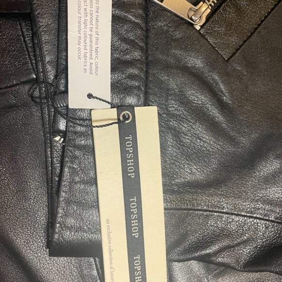 NWT | TOPSHOP | Midi Black Leather Skirt with Zipper Details | US 4 - Picture 10 of 13